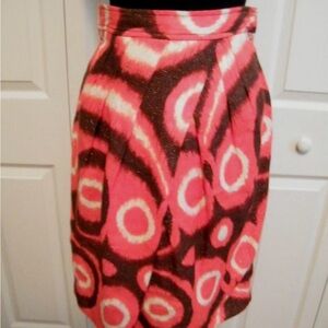 Tory Burch Vibrant Pink and Brown A-Line Skirt